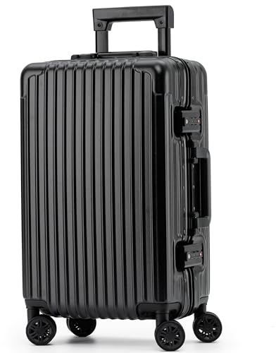 Flight Knight Premium Reisekoffer – 8 Spinner-Räder – integriertes Seitenschloss – leichter Aluminiumrahmen, ABS-Hartschale, Handgepäck, sehr langlebig, zugelassen für über 100 Fluggesellschaften
