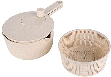Essoreuse à Salade, Panier de Séchage de Fruits et Légumes, Outil de Cuisine Polyvalent pour une Préparation Rapide de la Salade (Beige)