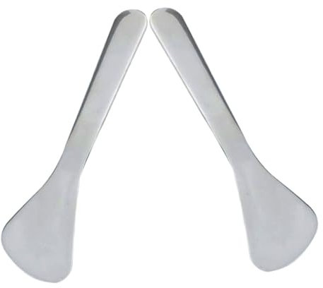PLAFOPE Spatola Cosmetica in Acciaio 2 Pezzi, Mini Spatola Per La Cura Della Pelle e Massaggio Occhi, Bastoncini Massaggianti Leggeri Per Viso, Uso Quotidiano e Viaggi