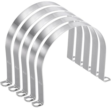 sourcing map 5pcs 5 7/8 Inch 150mm Conduit Clamps, M150 U Tube Pipe Clamp, Stainless Steel Rigid Pipe Strap, U Shaped Bracket with Two Hole for Pipe Tube Hose Wire Cord,Thick
