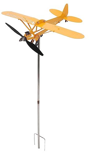 Airplane Weathervane, Modern Minimalist Stainless Steel Plane Wind Vane 3D Outdoor Roof Weather Direction Indicator for Garden Yard Decor (Large Size)