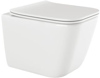 VBChome WC suspendu sans bord en céramique avec couvercle de toilette, siège de toilette en Duroplast à fermeture automatique, fonction Rimless SoftClose, cuvette murale