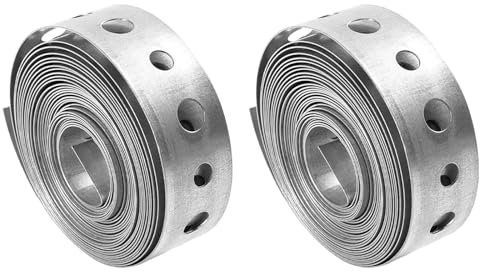 GIONAR Sangle de fixation en métal de 1,9 cm x 3 m, bande en acier galvanisé, supports galvanisés réglables avec trous perforés, support de tuyau en métal pour fixation, support flexible de clôture (2