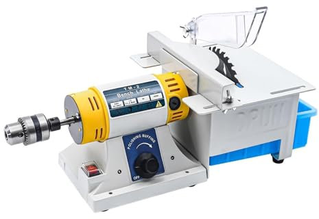 Esmeriladora de Banco, Mini Sierra de mesa multifuncional for carpintería, 10000RPM, joyería de gemas, pulidora de roca, máquina de corte, torno de banco, amoladora de 320W, para moler, pulir y talad