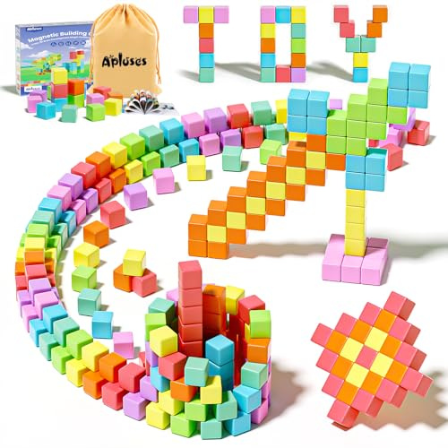 Apluses Bloques Magneticos Construccion Niños, 72 Piezas Magnetic Blocks, Magneticos Niños, Educa Magnetics Regalo Juguetes Niñas y Niños 3 4 5 6 Años