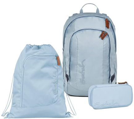 Satch Air Schulrucksack Set 3tlg. inkl. Schlamperbox und Sportbeutel (Nordic Ice Blue Skandi Edition)