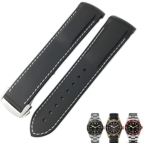 20mm 22mm Gummi -Klapp -Schnalle -Uhr -Gurt Schwarze Blaue rote Uhrenbänder für Tudor Black Bay für Männer Armband