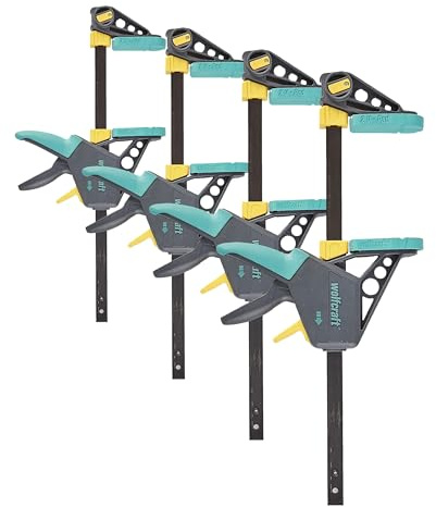 wolfcraft 3031000 - Serre-Joint à une main EHZ PRO 100-300 - Saillie 100 mm - Ouverture 300 mm - Force de serrage 120 kg (Lot de 4)