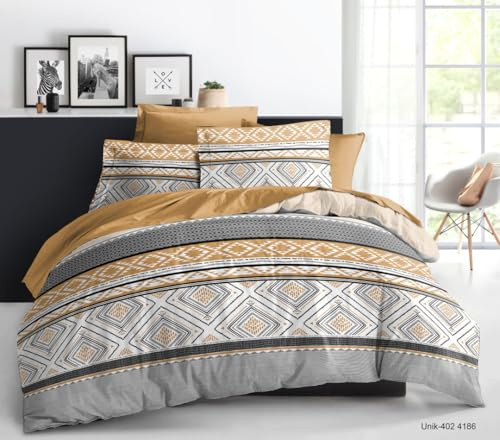 Générique Parure de Lit 4 Pièces, 160 x 200 cm, Motif Losanges Tropicales Vert, 100% Coton, 57 Fils/cm²