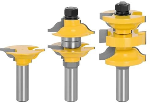 Jeu de Fraises à rainure et Languette Lot de 3 Fraises à Tenon for Porte intérieure, Tige de 12 mm et 12,7 mm, for Machine à Graver, for Le Travail du Bois(12 mm)