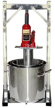 CDULOKLB Pressoir à cidre en Acier Inoxydable de 22 L, pressoir hydraulique de 3 tonnes pour Pommes, Raisins, Baies et légumes, extracteur de jus Manuel avec Filtre - Brassage Maison