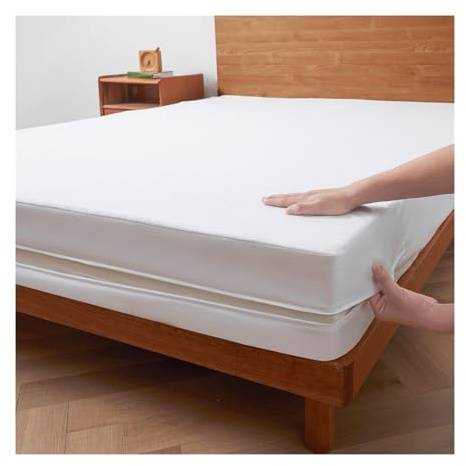 ZNTIHZ Coprimaterasso Impermeabile con Cerniera, Superficie Ultra Morbida, Spesso coprimaterasso for Letto Singolo o Matrimoniale Senza federe per La Protezione del Materasso(90x200x30cm)