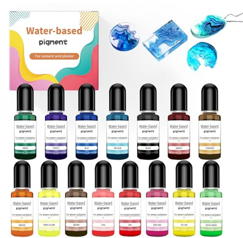 Ferizzia 15 Stück Farbpigmente für Gießpulver, 15 Farben Flüssiger Farbpigmente für Gießpulver, Extrem Hoch Konzentrierte, für Seifenfarbe, Epoxidharz, Kerzenherstellung, Modellbau, DIY