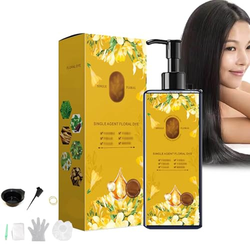 Pflegende Pflanzenhaarfarbe, 300ml Pflanzenhaarfarbe für graues Haar,Japanisches, langanhaltendes Naturhaarfärbeshampoo für Frauen, Männer und Senioren, natürlicher Pflanzenextrakt (Natural Black)