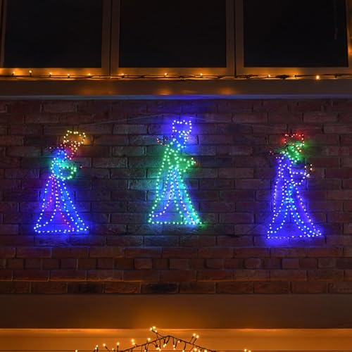 Festive Lights 69cm LED Heilige DREI Könige Weihnachten Weihnachtsdeko zum Aufhängen Weihnachtsdeko aussen beleuchtet Weihnachtsbeleuchtung aussen Deko Weihnachten Outdoor