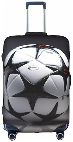 XZDZWK Schwarze und weiße Fußball-Kofferhüllen, kratzfest und staubdicht, mit personalisiertem Design für Reisen, Business und Outdoor, weiß, L
