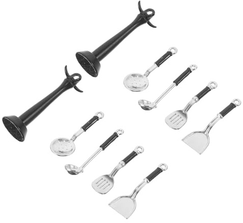 VICASKY 2sets Accessori Da Cucina Per Casa Delle Bambole Mini Utensili Da Cucina Da Gioco Per in Miniatura Con Spatola Mestolo e Colino Per Giochi Di Ruolo e Decorazioni