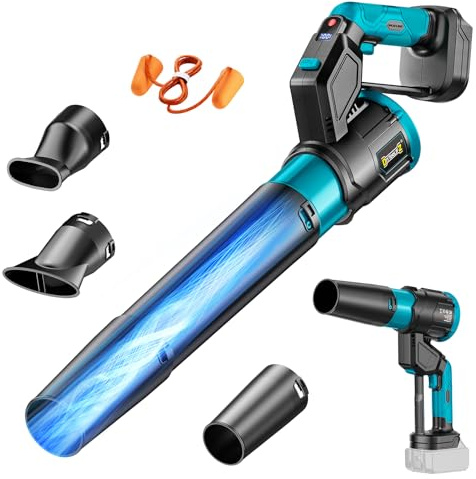 Ecarke Akku-Laubbläser kompatibel mit Makita 18V Akku, 600 CFM Akku-Gebläse mit bürstenlosem Motor & Display, bis zu 60 m/s Luftgeschwindigkeit, 3 Stufen, ideal für Garten, Laub und Schnee (ohne Akku)