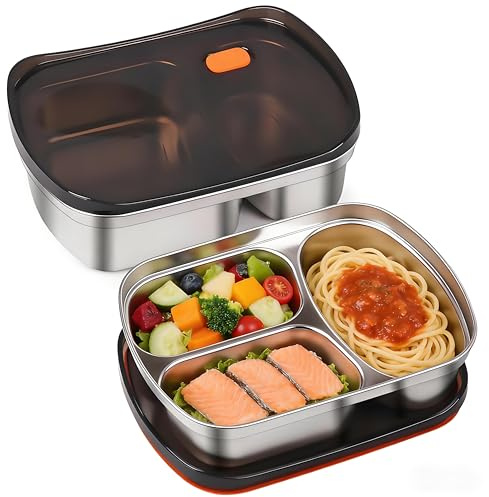 2 Stück Lunchbox Erwachsene 18/8 Edelstahl 1500ML & 1350ML, Brotdose Kinder Mit Fächern Auslaufsicher Brotzeitbox Frühstücksbox Metall Lunch Bento Box Brotzeitdose Jausenbox Brotbox Vesperdose