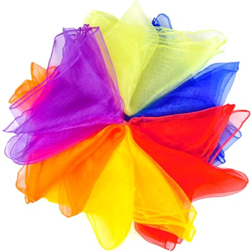 NEBURORA Écharpes de jonglage carrées et colorées pour la danse, les tours de magie, les spectacles et les mouvements musicaux. 12 couleurs