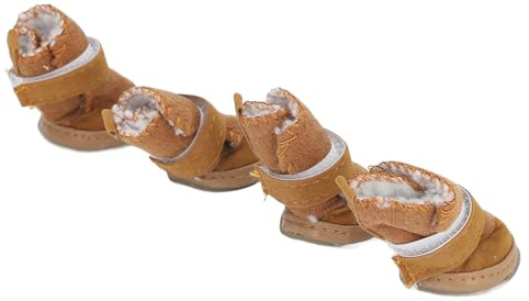 Haofy Weiche, Verstellbare, rutschfeste Haustierstiefel, Leichte, mit Wolle Gefütterte Hundeschuhe für Kleine Rassen, Chihuahua, Bichon, Sichere Passform mit Verstellbaren Riemen, Hält die Pfoten