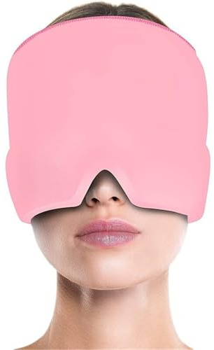 HAGJII Ögonmask Med Gel, Hydrogel-Is-Kompress Huvudband, Sträckbar Kyl- Och Värmemaske För Lindring Av Migrän, Sovmask återanvändbar Kall ögonkompress(Pink,420g)