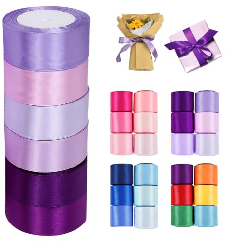 YOUYIKE Seidenbänder Bunt, 6 Farben 25 mm x 22 m Schleifenband, Dekoration Geschenkband für Heimwerkerkunst Handwerk, Geschenk Verpackung, Schleifen, Hochzeitsdekoration