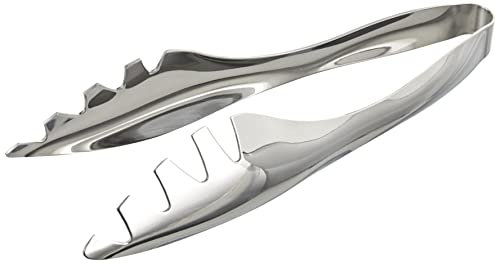 Commichef TG-712 Luxus Spaghettizange aus hochwertigem 18/10 Edelstahl – für alle Pastasorten geeignet, verchromtes Zinkdruckguss, auf Hochglanzpolitur, Steel