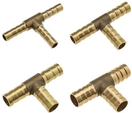 OTOTEC Tuyau en Laiton en Forme de T Barbe Raccord de Connecteur à 3 Voies pour Carburant Air Eau Huile 6mm 8mm 10mm 12mm