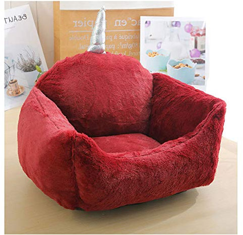 YAOTT Katzensofa Hundecouch Hundebett Haustierbett Haustiersofa Hundebetten rutschfest mit Rand für Kleine mittlere Grosse Hunde Weinrot M65×60×28CM