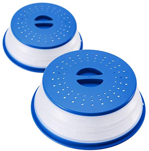 Surakey Copertura per Microonde Pieghevole,2PCS Pieghevole Coperchio per Microonde Copripiatto Ripiegabile per Forno a Microonde e Colino Antischizzi Piastra Copertura per Frutta e Verdura