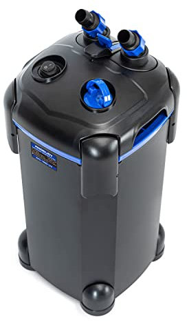 AMOSIJOY Filtro de recipiente ultra silencioso 396GPH, filtro de acuario externo de 3 etapas con medios gratuitos para peces grandes y acuarios