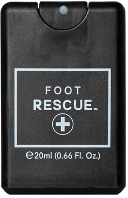 Foot Rescue Soothing Foot Spray - Credit Card-Sized Freshening Mist, Cooling Relief Spray, Deodorizer with Menthol, Eucalyptus & Aloe, Suitable for Athletes, Dancers, and Travelers, 0.68 oz, Black