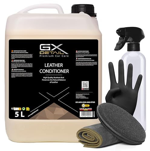 GxDetail Hidratante para Piel y Cuero para Asientos de Coche 5 Litros – Nutre, Protege y Restaura – Evita el Agrietamiento y el Desgaste – Acabado Natural y Secado Rápido.