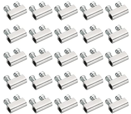 PATIKIL Steel Wire Rope Cable Clamp, 25 Pack M3 Double Hole Wire Rope Clips 3.0mm Line Hole with End Screw Stopper Silver Tone