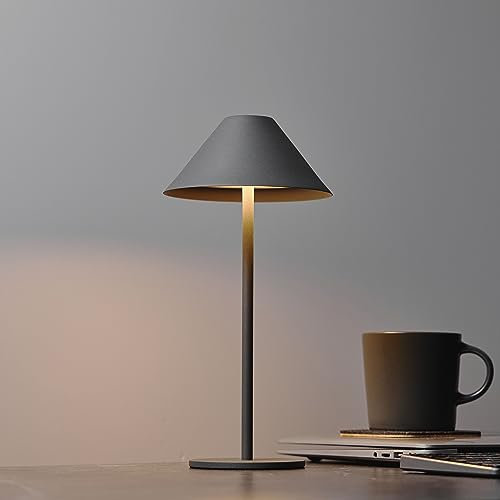 Bojim Lampada da Tavolo Senza Fili, Lamp LED USB Ricaricabile Batteria Touch Dimmerabile Luci, Lampade Battery Lricaricabili Luce, per Garden Esterno Table Ristorante, Metallo, IP54, Grigio
