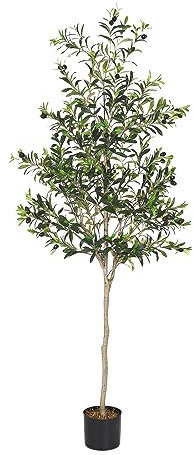 Azoco 6ft Artificial Olive Tree, 6 Feet Tall Faux Potted Plant Fake Olive Tree with Realistic Branches and Fruits for Home Office Living Room Indoor Décor