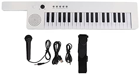 37 Key Electronic Keyboard for Beginners and Kids Portable Digital Piano Mini Keytar Organ with Built-in Speakers Learning Music Instrument White BF-3755