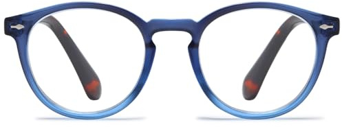 ABETOS Lesebrille Rund Retro Damen Herren Anti Blaulicht Lesehilfe Sehhilfe Federscharnier Mode Komfortable Runde Groß Computer Brille mit Stärke