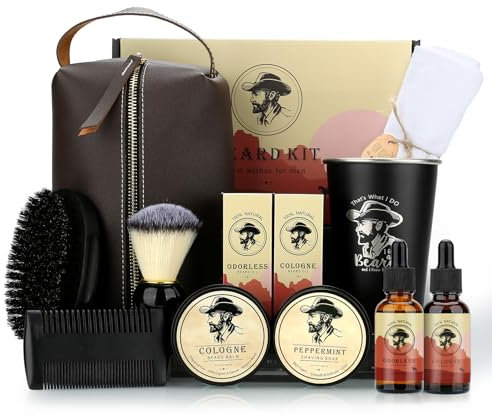 Bartpflege Set für Männer, Bartwachstums Set Geschenke für Männer Papa, Beard Growth Kit, Geburtstagsgeschenk für Männer, Bartöl Herren,Bartbürste,Bartkamm, Bart Balsam,Bart Set, Geschenke für männer
