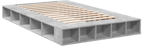 vidaXL Sängram betonggrå 135x190 cm konstruerat trä, säng, förvaringssäng, dubbelsängram, dubbelsäng, sovrumsmöbler, sängbotten, säng med låda