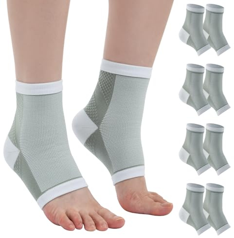 cheap4uk 4 Paar Kompressionssocken Damen Herren Sprunggelenkbandage Kompressionsstrümpfe Knöchelbandage Fußbandage Knöchel für Plantarfasziitis Arthritis Verstauchte Fersensporn Sport (Weiß, 38-42)