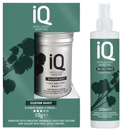 IQ Intelligent Haircare Kit : Sea Salt Spray 250ml and Clever Dust 10g, Green - Achieve Unmatched Volume, Texture, and Hold for Perfect Hair Every Day