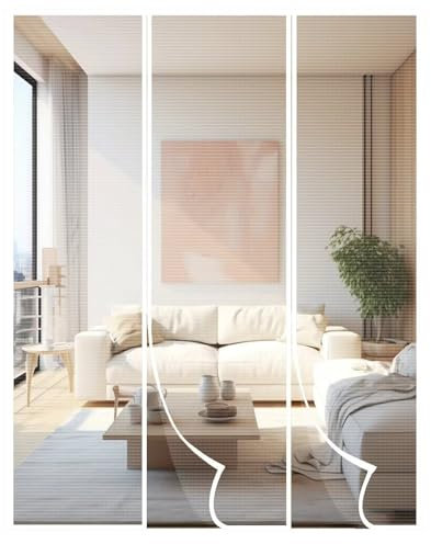 Magnetische Insektenschutztür für Balkon, einfache Klebemontage, kein Bohren erforderlich, idealer Fliegenvorhang für Wohnzimmer- und Terrassentüren, Weiß, Größe 250 x 180 cm