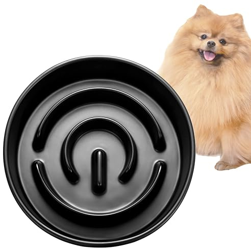 MOPANG Ciotole Anti Ingozzamento per Cani, Ciotola Anti Ingozzamento per Gatti, Ciotole in Ceramica per Cani di Piccola Taglia, Grigio Scuro1