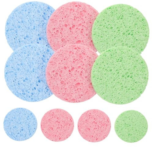 HONMEET 10pcs Beige Makeup Remover Pads Cleansing Sponges for Facial Skin Daily Cleansing Polyurethane Makeup Removal Puff Suitable for Christmas Random Color