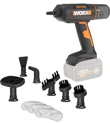 Worx 20V SteamStorm Cordless Handheld Steam Cleaner WX770.9, Steaming at 220°F, Kills Germs, 8-Second Preheat, Lightweight Portable Steamer for Home Car Cleaning-Excludes Battery&Charger