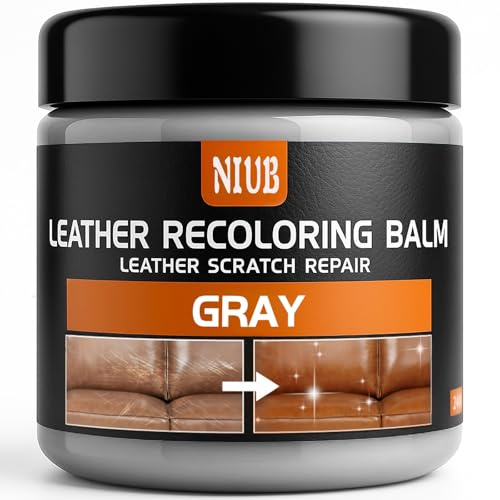 NIUB Leder Reparatur Set, Lederreparatur Creme, Grau | Auto Leder Reparatur Set, Leder Auffrischen, Färben, Flüssigleder & Lederfarbe