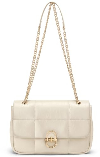 Cnoles Umhängetaschen für Frauen, Gold Kette Schulterriemen Abendtasche, Kettentasche Taschen für Damen Handtasche aus Leder