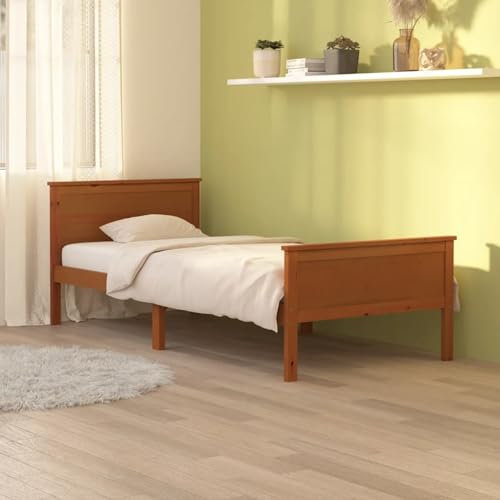 Iiaky Massivholzbett Honigbraun Kiefernholz 100x200 cm Bettgestell Holzbett Bed Frame Massivholzbett Bett Holz Bettrahmen